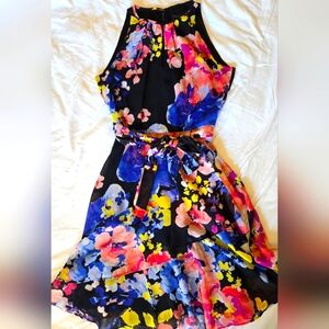 Floral Sleeveless Dress - Multicolor Size 8